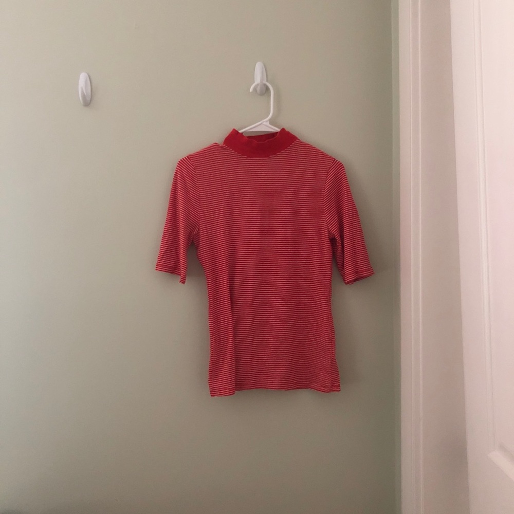 Red mock neck shirt!